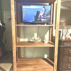 solid wood Oak shelf cabinet with storage 