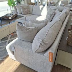 Ashley Furniture Rawcliffe Parchment Color L Shaped Modular Big Sectional Couch Set With Reversible Large And Soft Cushions ⭐ Washable Fabric 