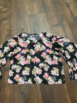 Women’s sheet black flower shirt size large by INC #18