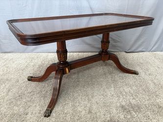 IMPERIAL GRAND RAPIDS Antique Mahogany Clawfoot Double Pedestal Coffee Table
