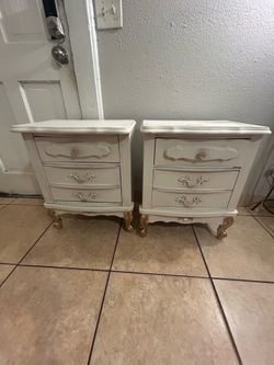 Vintage 2 Night Stands 1970 Sears Bonnet Hollywood Regency~French Provincial