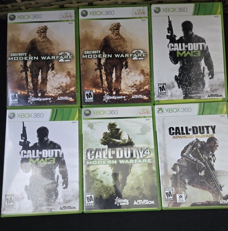 Lot of 6 Call of Duty Xbox 360 Games - Modern Warfare 2, 3, 4, Advanced...