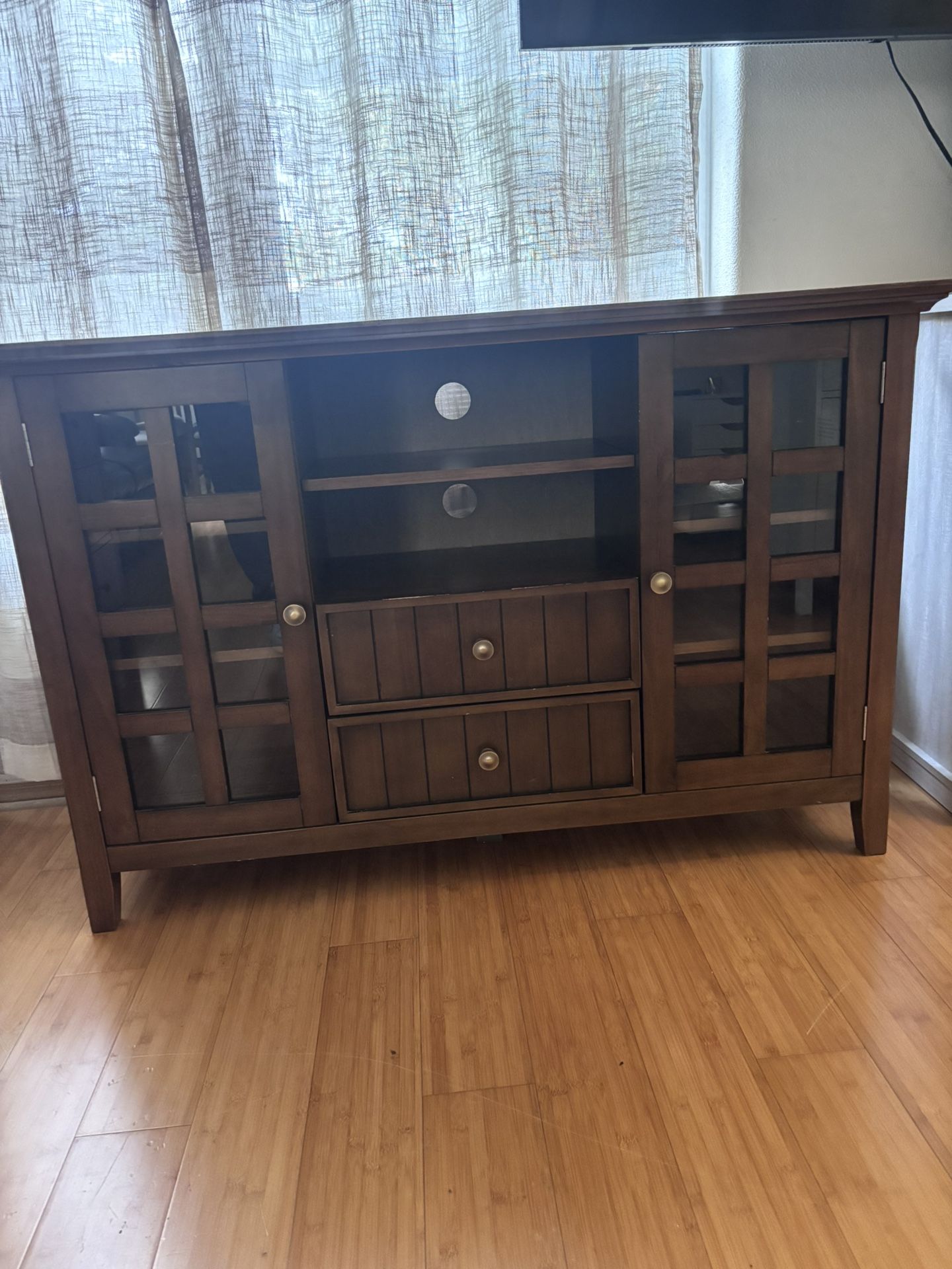 Acadian brown solid wood TV Media Stand.
