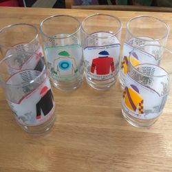 Set of 6, Winner 1990,  Saratoga Horse Race Track Glasses