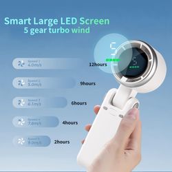 Portable Fan Brushless Motor USB Rechargeable with Lighting Function