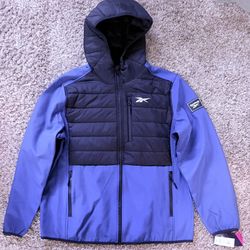 Reebok Men's Hooded Quilted Full Zip Puffer Jacket Batik Blue XL