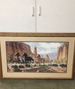 Horse picture wood frame