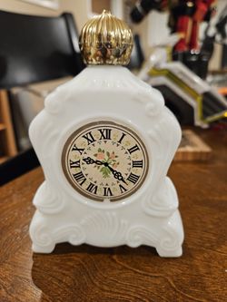 Avon White Glass Mantel Clock 