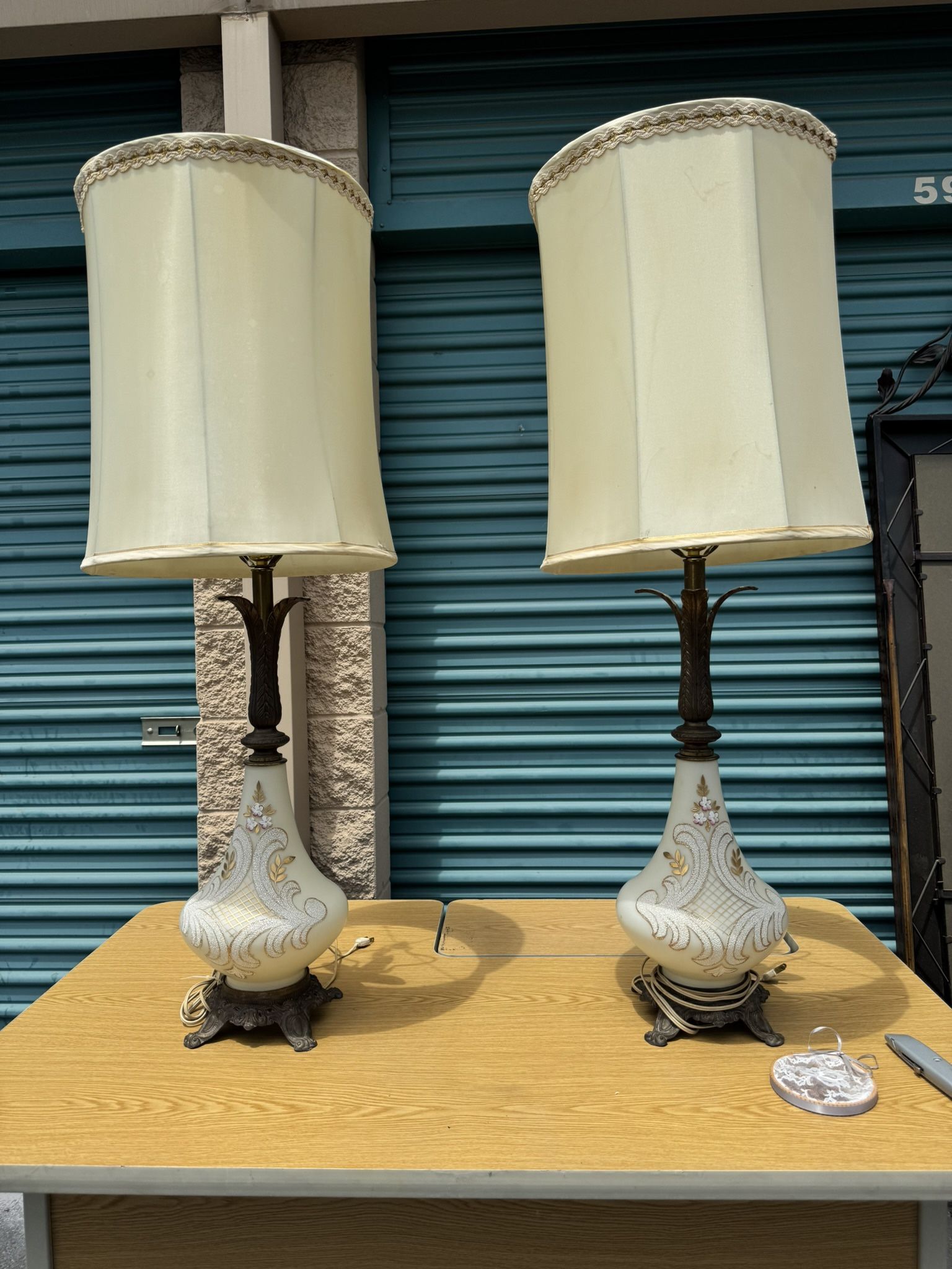Pair of vintage mid-century electric table lamps