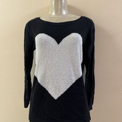 Black INC Sweater with Silver Heart Small GUC