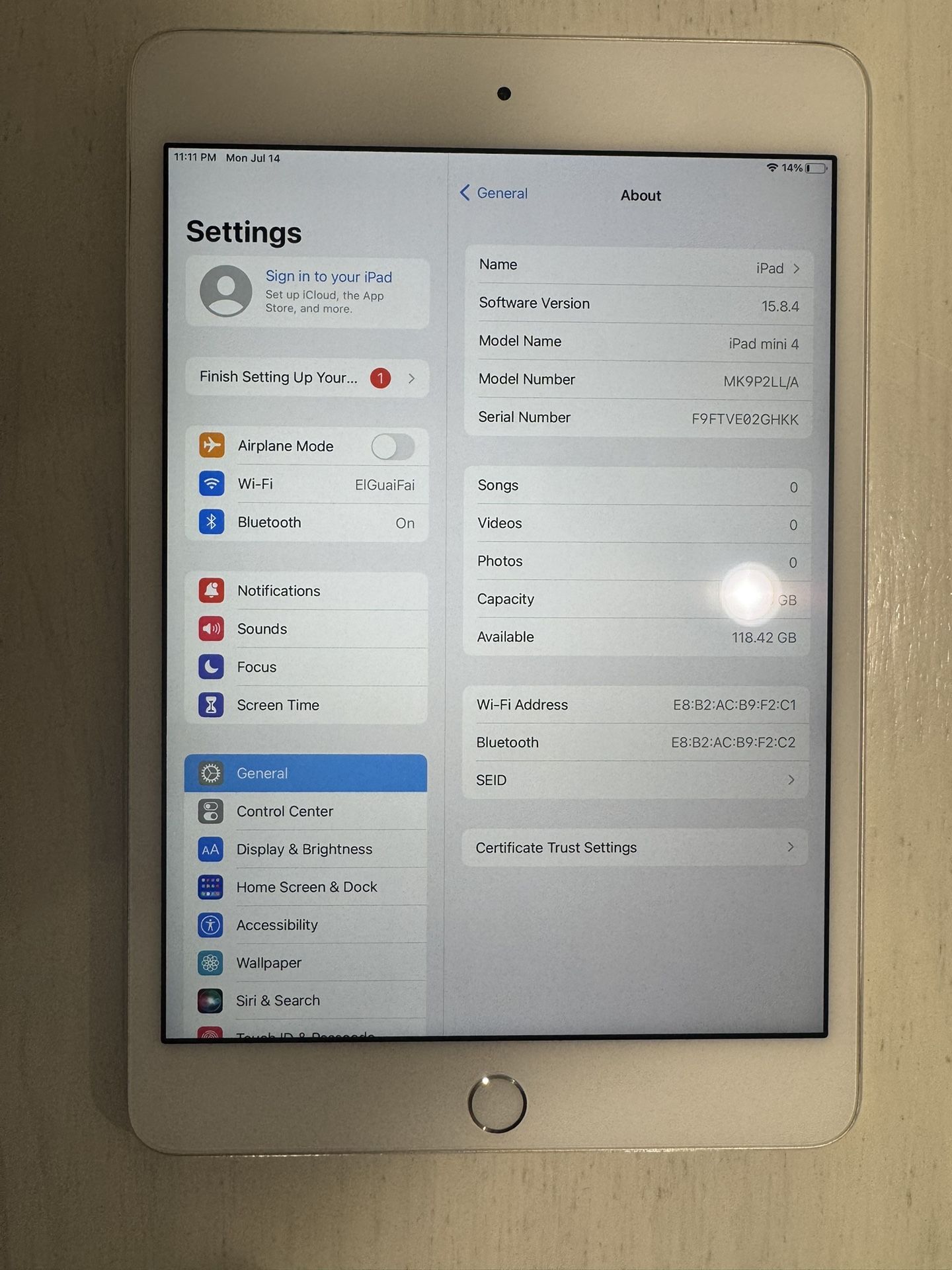 iPad Mini 4, 128 GB - Great Condition!
