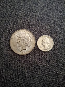 Silver Dollar and Quarter
