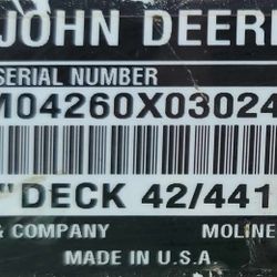 John Deer Mower Deck - Tractor Attachment