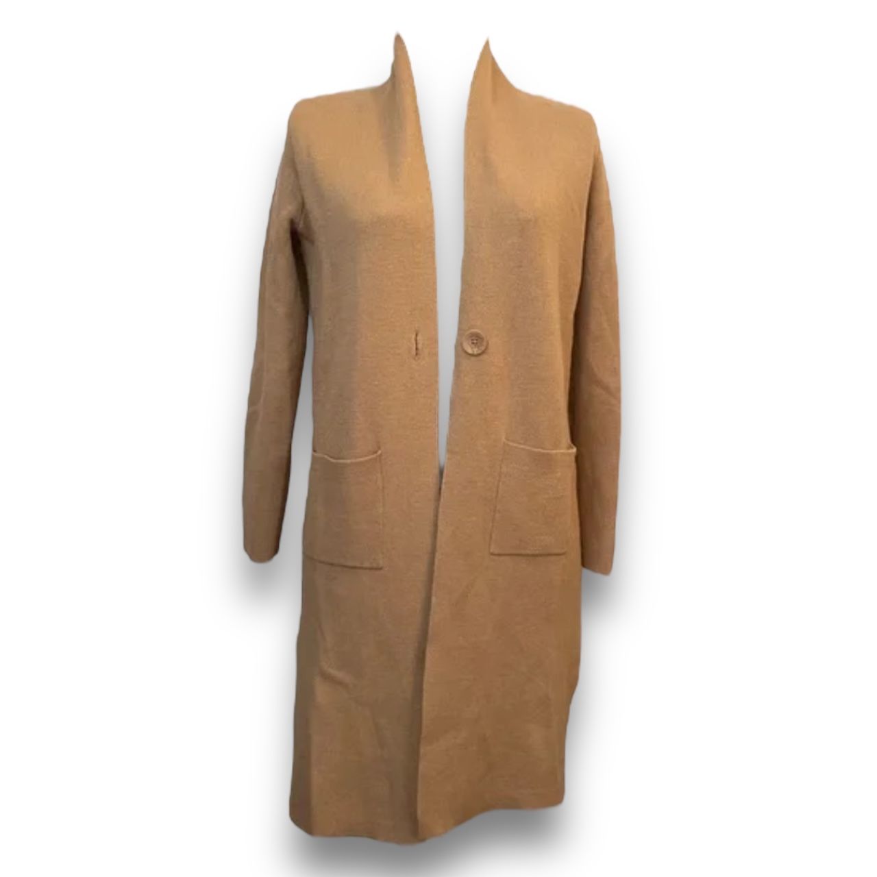 Paul Costelloe Black Label Merino Wool Blend Long Tan Cardigan | Sz Large L