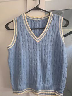 J galt Blue Cable Knit Sweater Vest