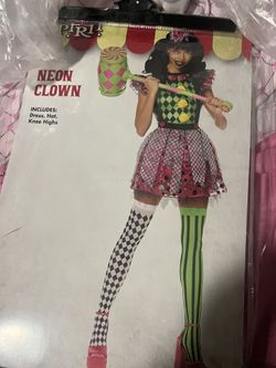 Neon Clown Costume New