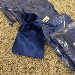 Royal Blue Satin Drawstring Pouch Bag 6x9 Size
