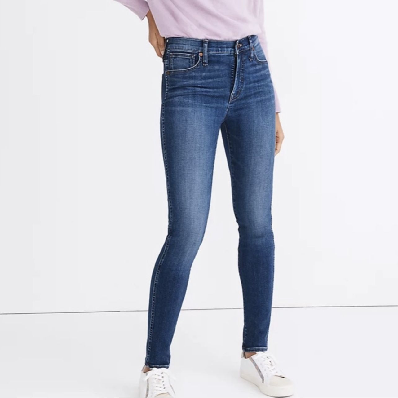 MADEWELL 10” Navy Blue Bradshaw Wash High-Rise Skinny Jeans