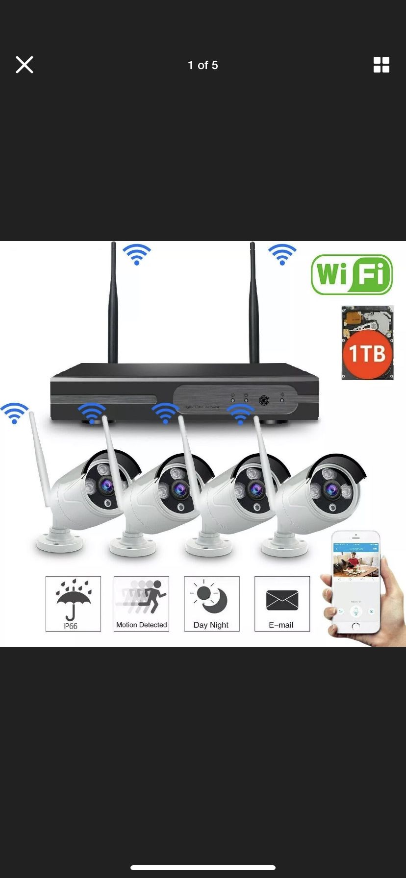 [1TB Hard Drive Pre-Install] 720P Security Camera System Wireless
