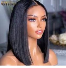 Natural color, Bob Wig Human Hair 13x4 Frontal Lace Wig 14”