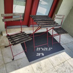 Dirty but good no rust outdoor 2 person red bistro patio set balcony porch