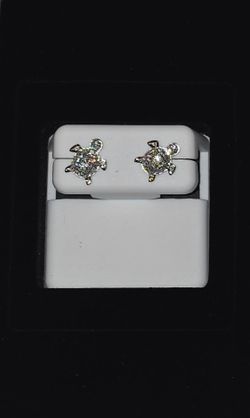 🐢 925 Sterling Silver Moissanite Turtle Stud Earrings