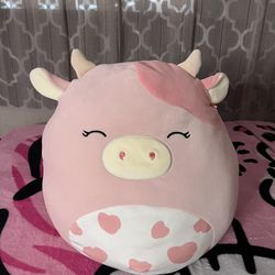 Pink Heart Cow Squishmellow $20