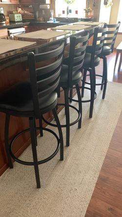 Set of 4 Black Swivel Bar Stools