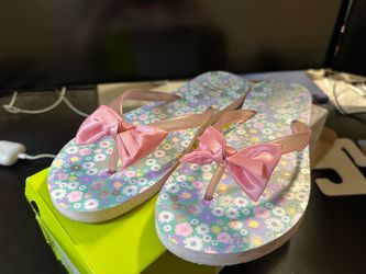 Adidas Neo Bow Flip Floral Flip Flops – Pink Bow – Size 8 – with Box