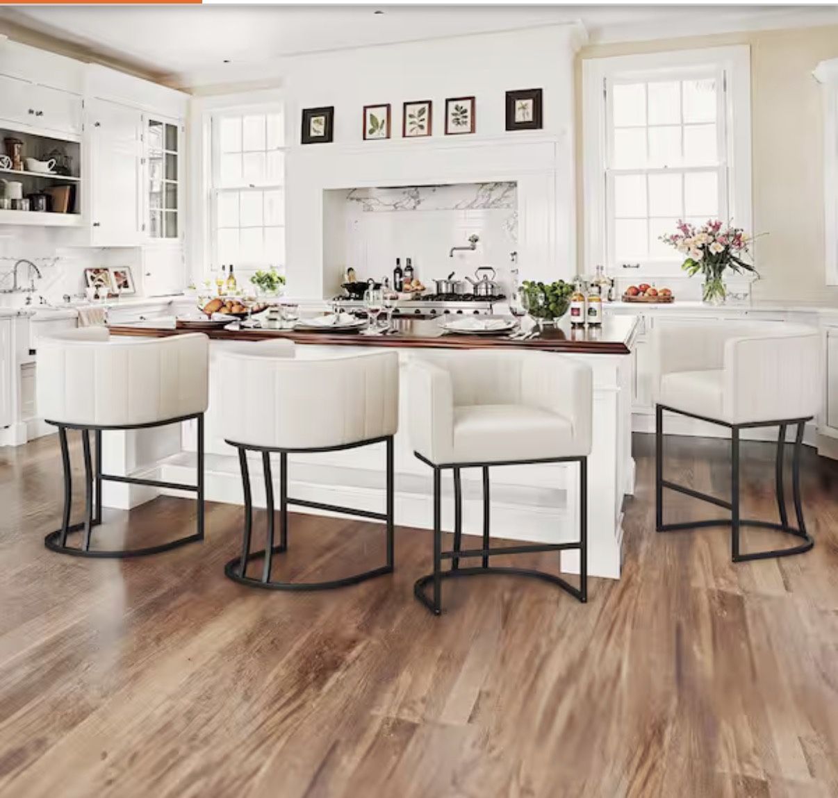 4X Beige Color 27” Fabric Barstools