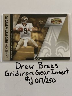 Drew Brees New Orleans Saints Hall of Fame QB Gridiron Gear Short Print Insert Card. #’d 017/250. 