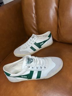 Gola Badminton Plimsoll Off White canvas & Green leather sneakers women’s size 7