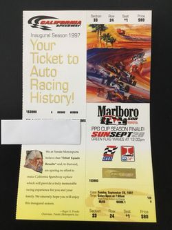 California Speedway Inaugural Season Sunday September 28, 1997 ticket unused - PPG Cup Finale section 33 row 24 seat 1 and 2