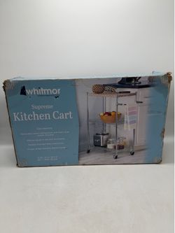 Whitmor Kitchen Storage/Microwave Cart-Wood & Chrome - Length 13.25 x Width 27.5 x Height 33.5