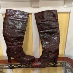 Size 10 B Tall Brown Lizard Boots