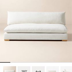 CB2 Deseo 71" White Performance Fabric Deep Depth Armless Loveseat