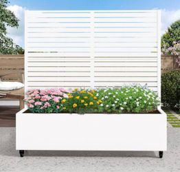 Outdoor Metal Privacy Screen Planter Box 