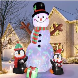 OurWarm 6FT Christmas Inflatables Outdoor Decorations, Lighted Inflatable Snowman Penguin Christmas Blow Up Yard Decorations with LED Lights