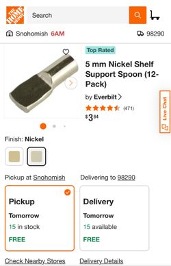 Nickel Shelf Support each box $85