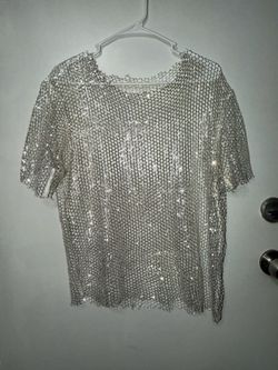 mash, silver sparkly shirt, extra large