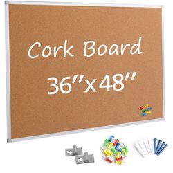 Board2by 36x48” Silver Aluminum Framed Wall Mounted Cork Board