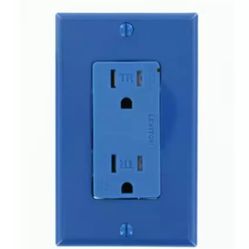 Leviton T5280-B 15 Amp, 125 Volt, Tamper Resistant, Decora Duplex Surge, Blue