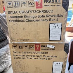 Abbyson Home Hamilton Storage Sofa Reversible Sectional Charcoal Gray