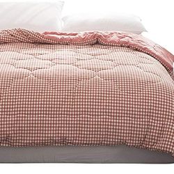EAVD 100% Cotton 91x98 inches Solid Queen Size Quilt Red Pink Bedspread Printing Coverlet Printed Pattern Blanket Lightweight and Soft for All Year(No