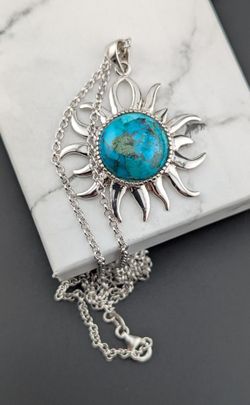 ☀️ Sterling Silver Turquoise Sunburst Necklace ✨