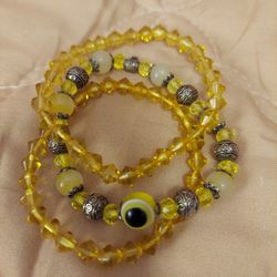 Yellow Evil Eye Bracelet Set $5