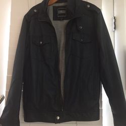 A Faux Leather Navy blue Jacket.