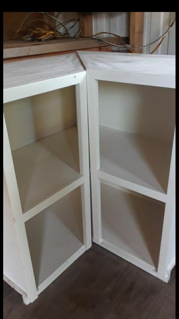 White corner cabinets