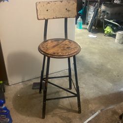Antique Metal And Wood  Chair