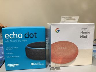 BRAND NEW Amazon Alexa(new version) + BRAND NEW Google Home Mini